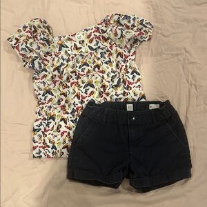 GAP Kids Butterfly Print Top and navy shorts